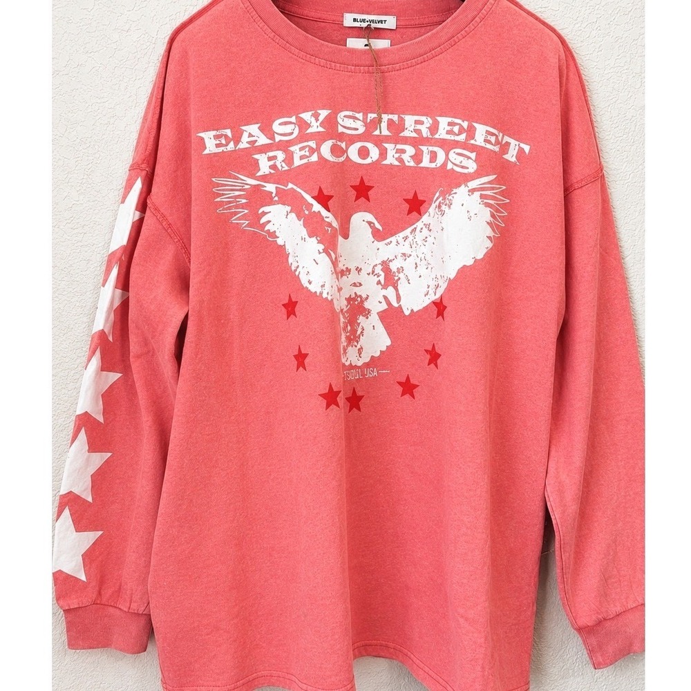 Blue Velvet NWT Easy Street Pink Eagle Oversized Graphic Tee - Picture 2 of 6